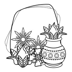 Ugadi indian emblem in black and white