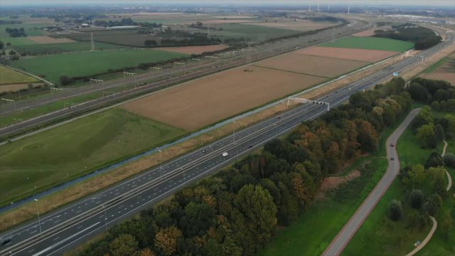 Aerial view over the highway, A15 Bemmel, GLD