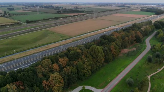 Aerial view over the highway, A15 Bemmel, GLD