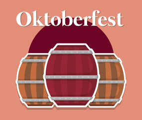 oktoberfest label with barrel beer