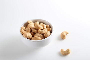 cashew nuts on white background