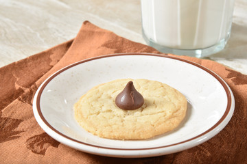 Sugar cookie with chocolate candy