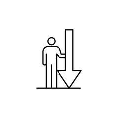 arrow down icon. Element of conceptual figures icon for mobile concept and web apps. Thin line arrow down icon can be used for web and mobile
