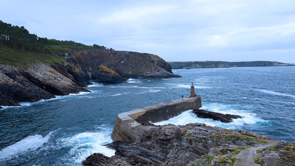 Panoramic landscape of the seaport of Viavelez, Asturias - Spain