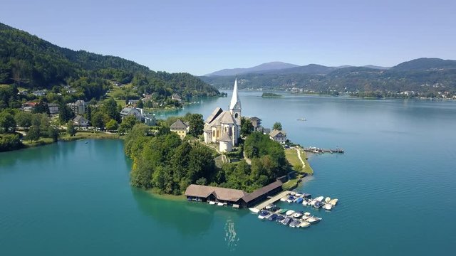 Church Maria W&radic;&part;rth at the Lake W&radic;&part;rth in Carinthia - Austria