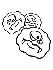3 viele rund kreis bakterie virus zelle glibber schleim ekelig schleimig gesicht kopf monster lustig böse gefährlich clipart comic cartoon