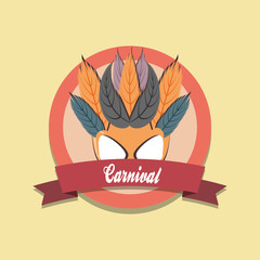 carnival mask decoration retro label