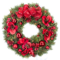 Fototapeta na wymiar Christmas Wreath Isolated on White