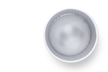 Top view of empty paper tube, isolated on white background