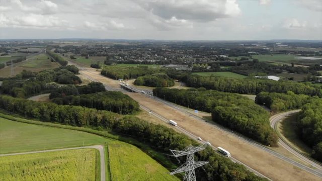 Aerial view over the highway, A15 Bemmel, GLD