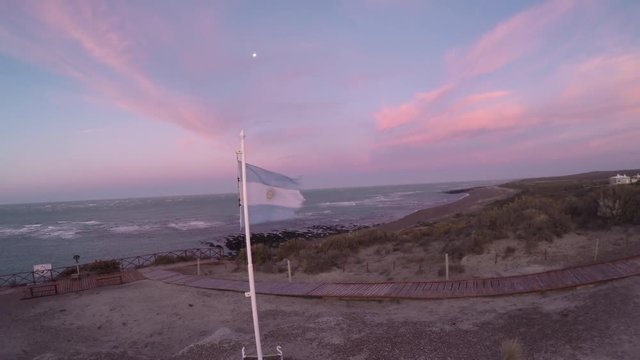 Bandera Argentina Flameando Patagonia watching Avistaje ballenas Patagonia Barco Ship Travel Coast Patagonia Argentina Peninsula Valdez parque nacional