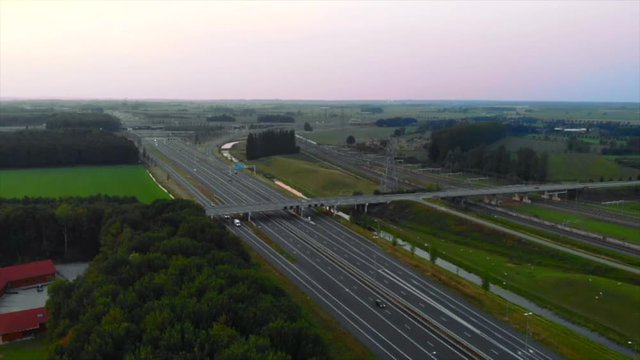 Aerial view over the highway, A15 Bemmel, GLD