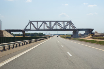Fototapeta na wymiar the construction of a bridge in Russia