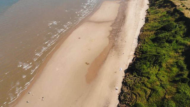 Flight Over The Coast Of  Filey Beach Summer UK