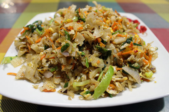 A local dish of Sri Lanka called Kottu (or Roti Kottu)