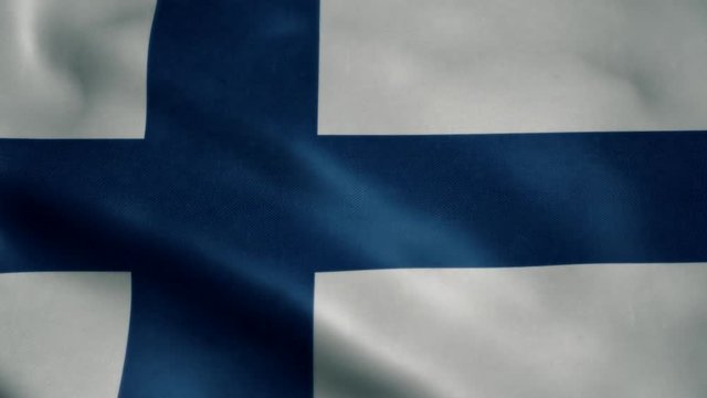 Flag of Finland, slow motion waving. Looping animation. Ideal for sport events, led screen, international competitions, motion graphics etc