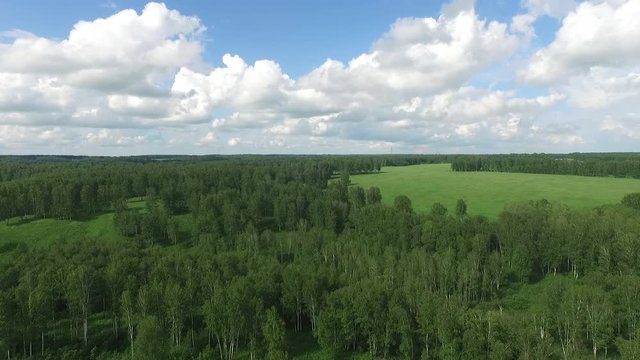 quadrocopter flight over the Siberian plain