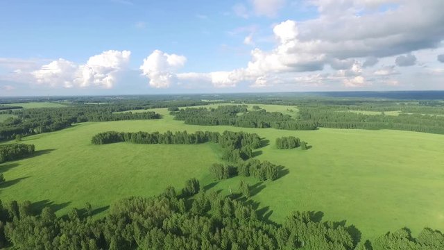quadrocopter flight over the Siberian plain