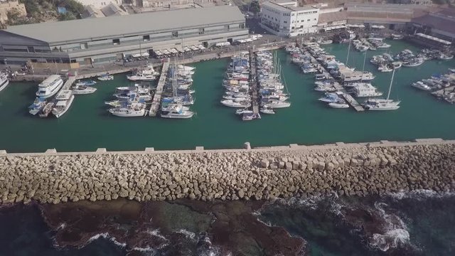 Aerial Shot of The Old Port of Jaffa, Israel