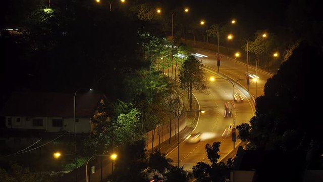 Highway Night timelapse next to house in Johor Bahru, Malaysia