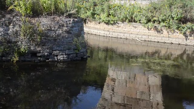 creek flowing through ruins of old mill off mississippi river in minneapolis