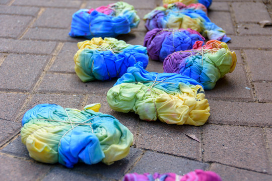 Home-made tie-dye T-shirts
