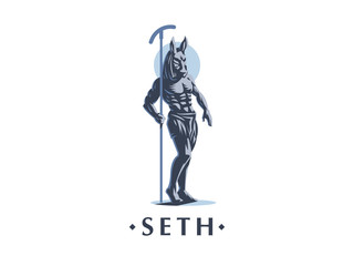 The Egyptian god Seth. Vector emblem. - obrazy, fototapety, plakaty