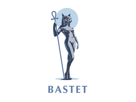 Egyptian goddess Bastet. Vector illustration.