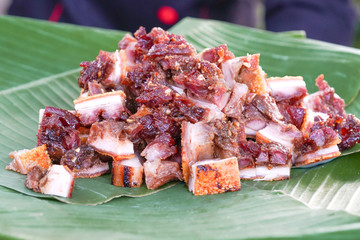 tasty slice grilled pork ,Thai style food