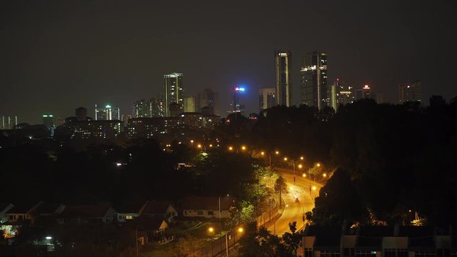 Night timelapse of Johor Bahru cityscape in Malaysia