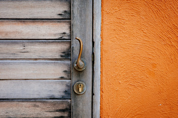 Vintage style door handle of brass