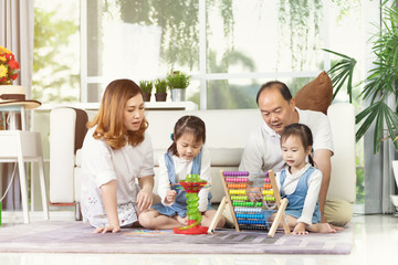 Obraz premium Happy asian family lifestyle at home.
