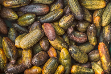 cucumbers with problems at the market stall