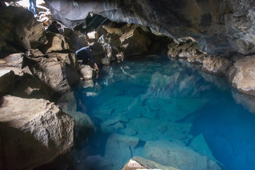Grjotagja cave in the Kfala area near Lake Myvatn, Iceland