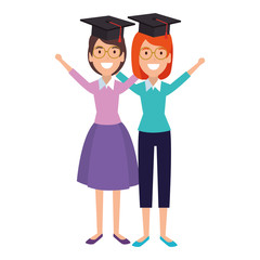 women student celebrating with hat graduation