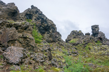 Fototapeta premium Dimmuborgir area of unusually shaped lava fields in Iceland