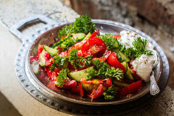 Summer salad with buffalo yogurt