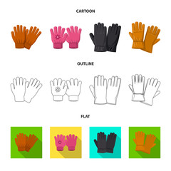 Vector illustration of glove and winter sign. Set of glove and equipment vector icon for stock.