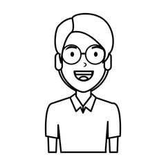 elegant and young man with glasses