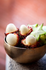 Exotic fruit rambutan, close-up