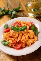 Traditional italian dish - tortellini with tomato sauce