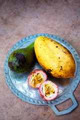 the ripe exotic fruit