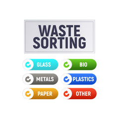 Waste sorting. Separate the recycle garbage. Diagram and infographics. Vector illustration.