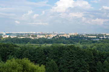 Panoramic view of industrial area in Moscow, urban landscape in summer