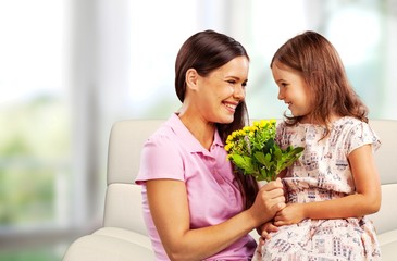 Happy Mother and daughter hugging