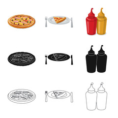 Vector illustration of pizza and food symbol. Collection of pizza and italy vector icon for stock.