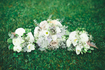 Wonderful luxury wedding bouquet of different flowers