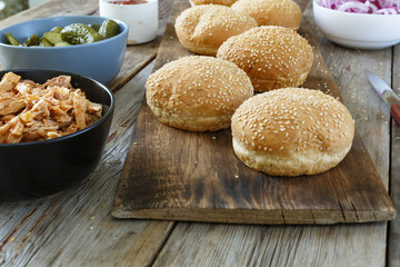 street food, burger, food, wooden, table, background, ingredients, kitchen, sandwich, board, hamburger