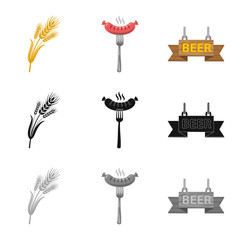 Naklejka premium Isolated object of pub and bar sign. Set of pub and interior stock symbol for web.