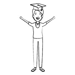 man student celebrating with hat graduation